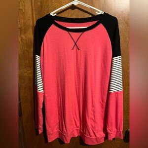 Pink and Black Raglan Sleeve Sweatshirt